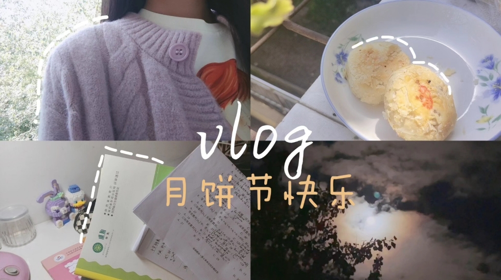 VLOG|中秋节|月饼|献月亮|作业|赏月亮哔哩哔哩bilibili