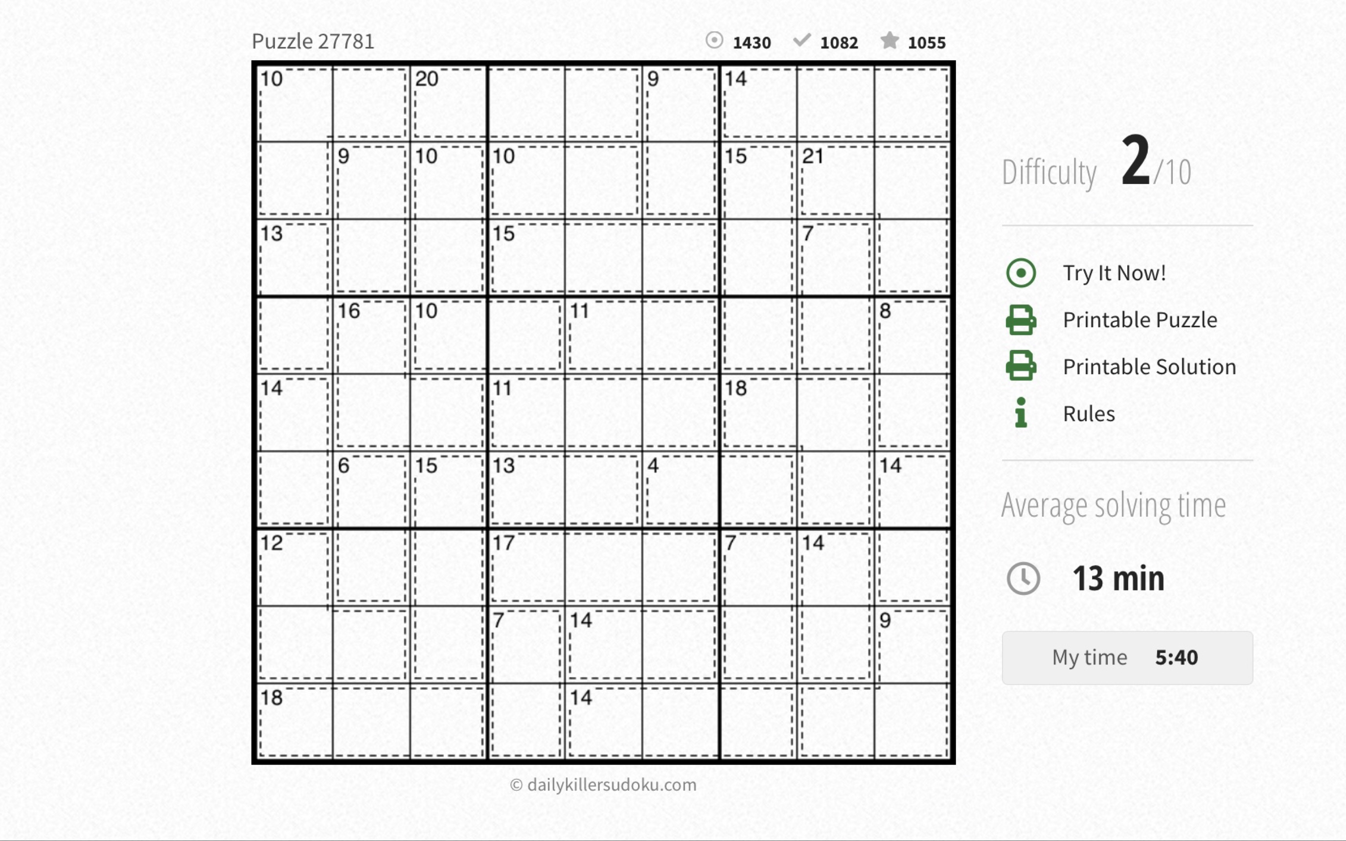 【牧哥哥】杀手数独2级,puzzle 27781