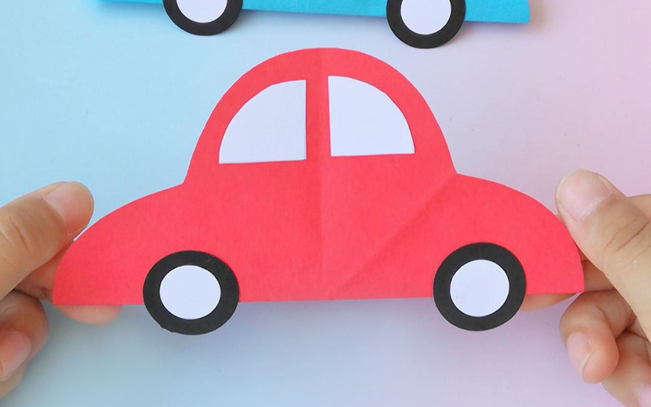 活动  超级简单的打开是花朵的小汽车父亲节手工,适合小朋友做哦!