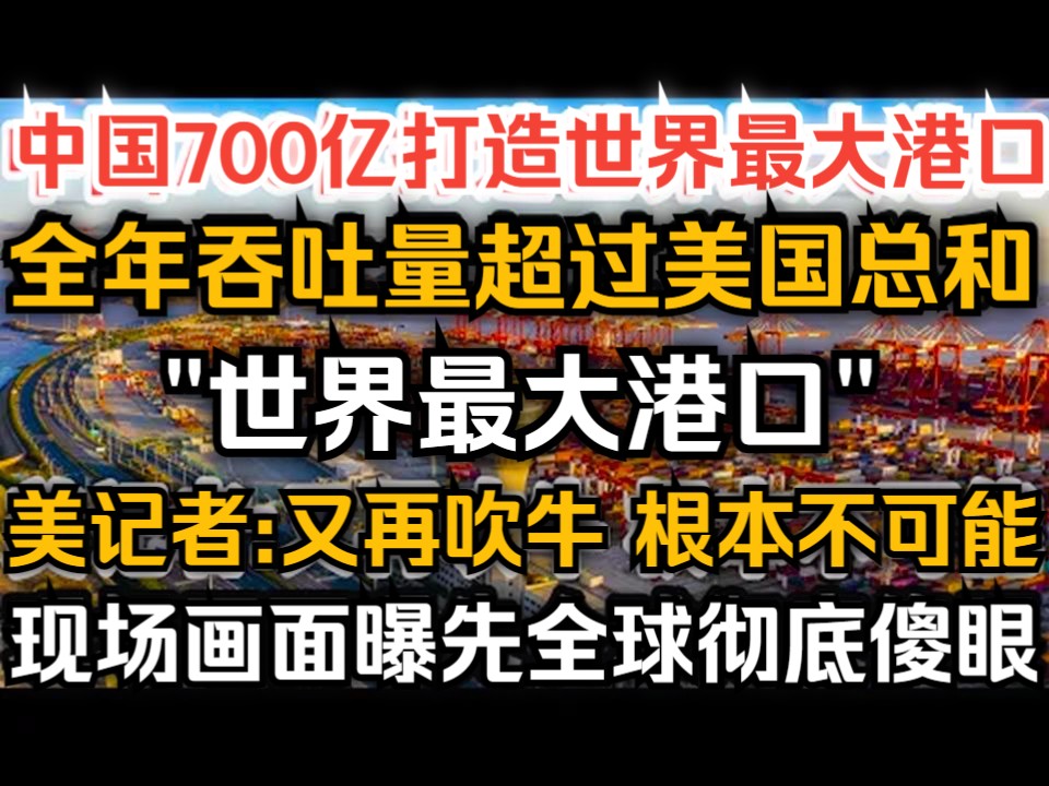 中国700亿打造世界最大港口,全年吞吐量超过美国总和,美记者:又再吹牛 根本不可能,现场画面曝先全球彻底傻眼哔哩哔哩bilibili