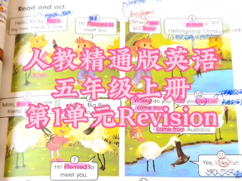 人教精通版英语五年级上册第1单元Revision部分讲解哔哩哔哩bilibili