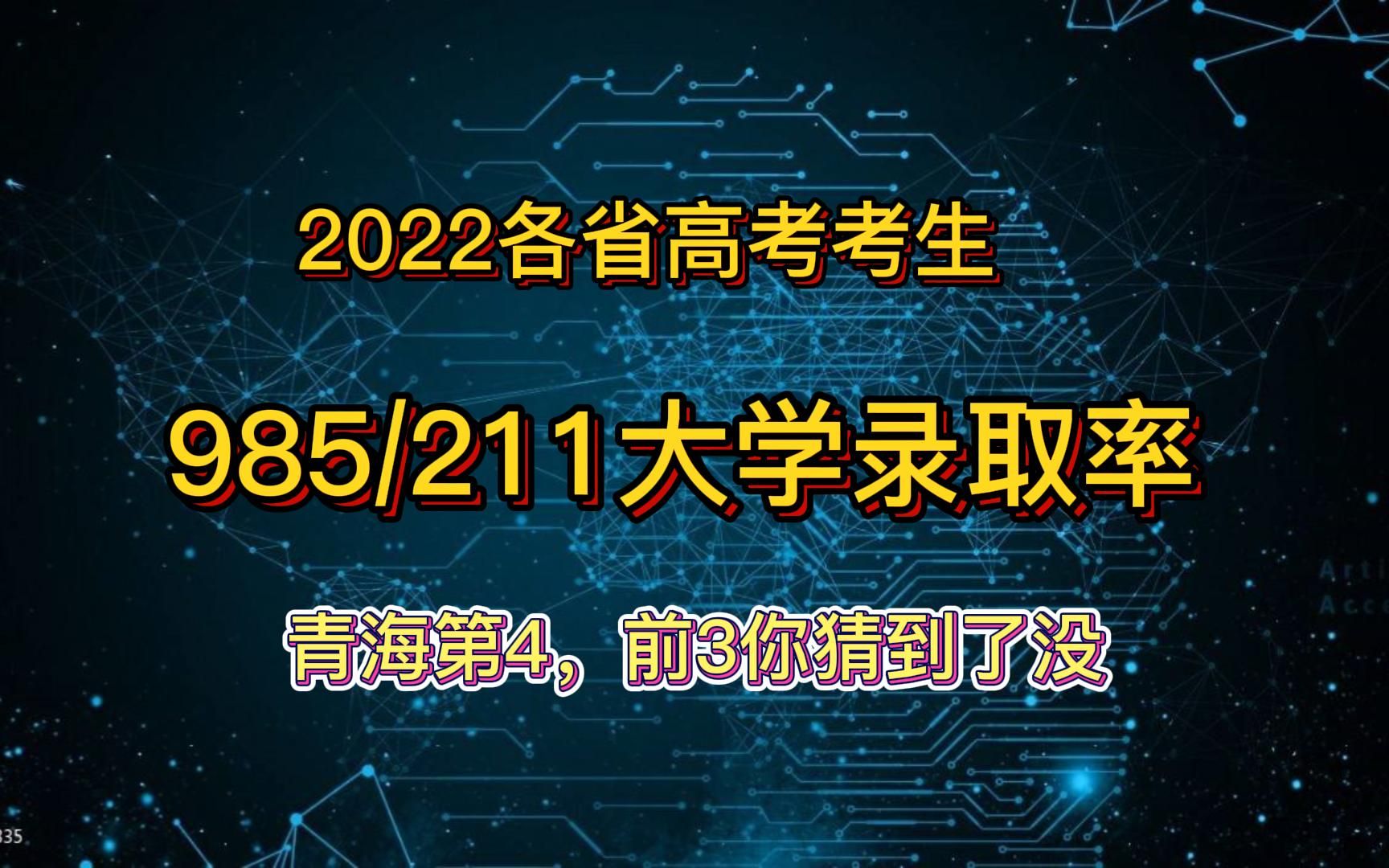 2022年各省211、985录取率,青海第4,前3你猜到了没哔哩哔哩bilibili