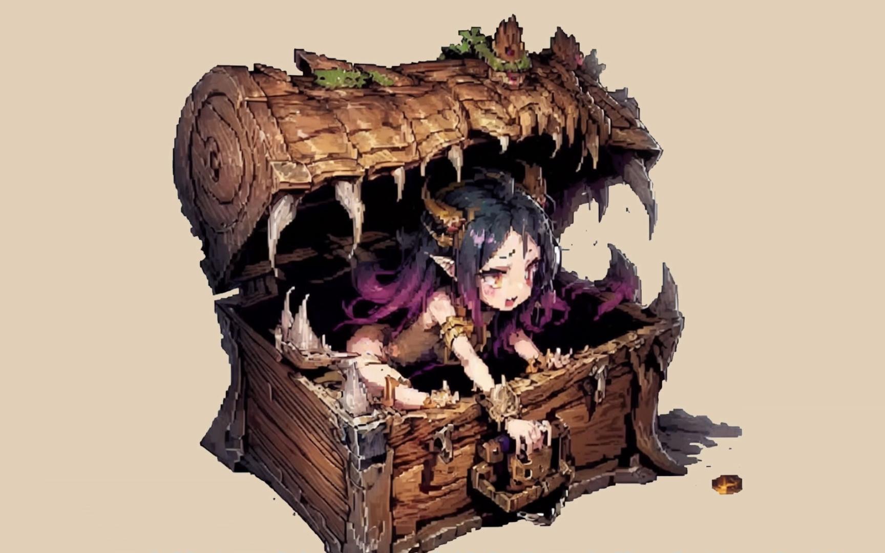 冒险家小哥被宝箱娘融于一体