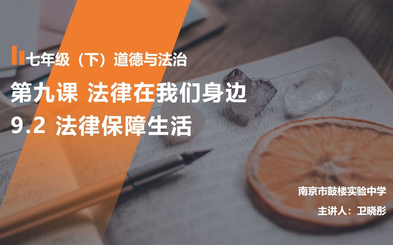 [图]【轻松学政治】人教版道德与法治七年级下册9.2法律保障生活（精品课程与练习精讲）