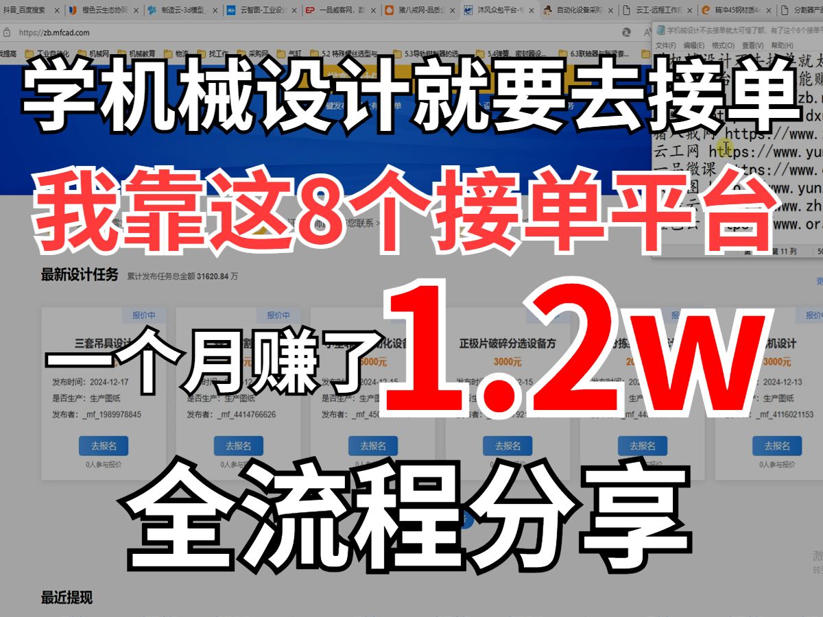 【机械接单】光靠这8个平台,日入300不是问题,机械兼职做副业也能月入过万!哔哩哔哩bilibili