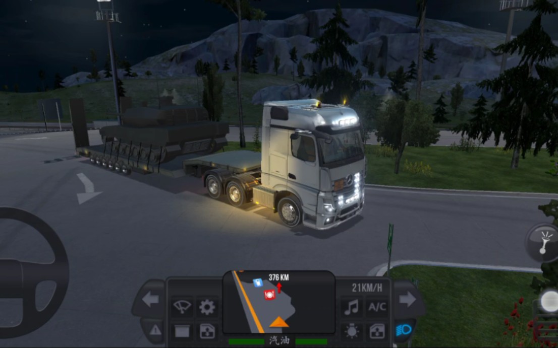 《卡车模拟器～终极》夜间运送坦克