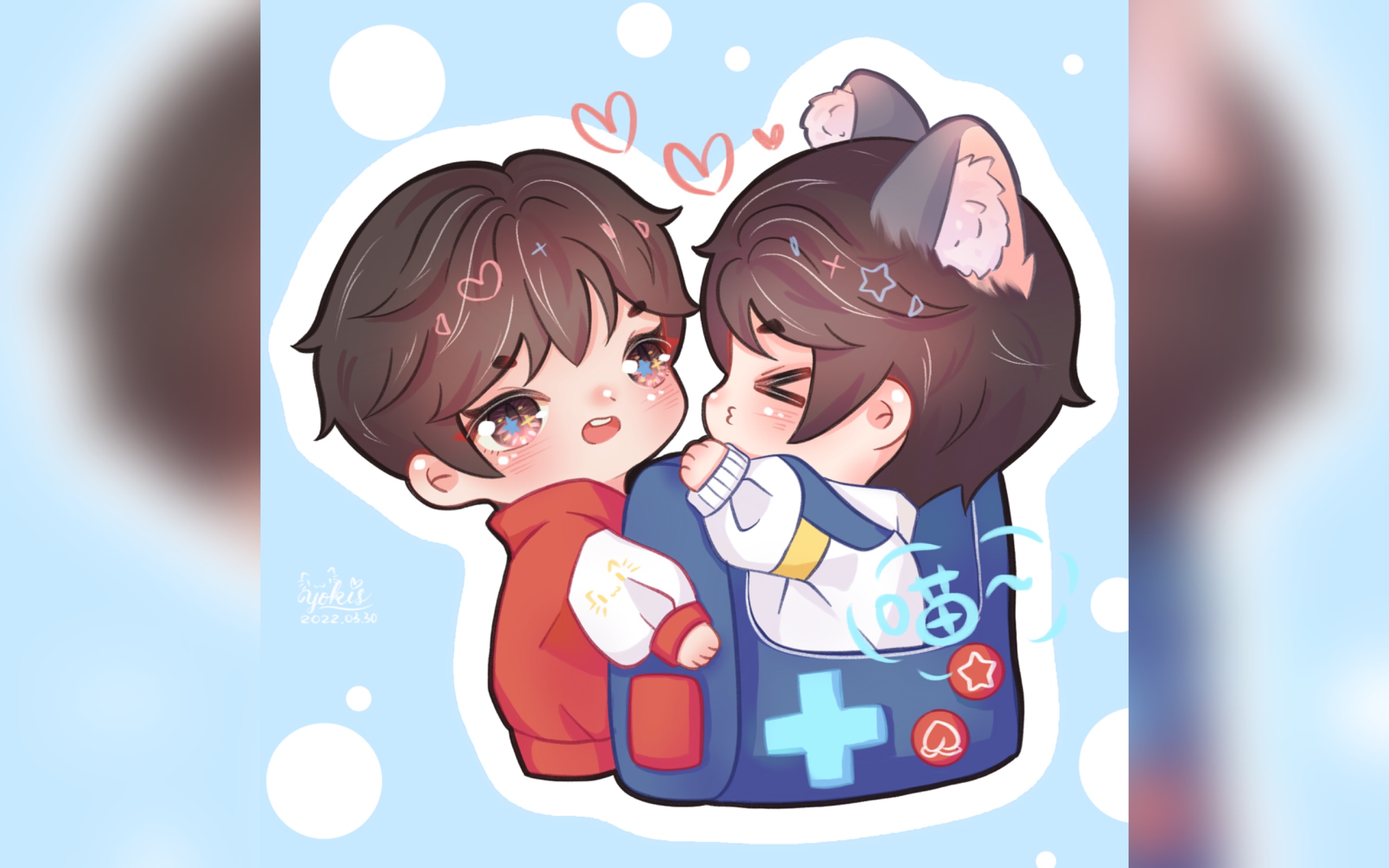 【procreate】绘画过程|南北cp|装着蒲猫猫的猫包!