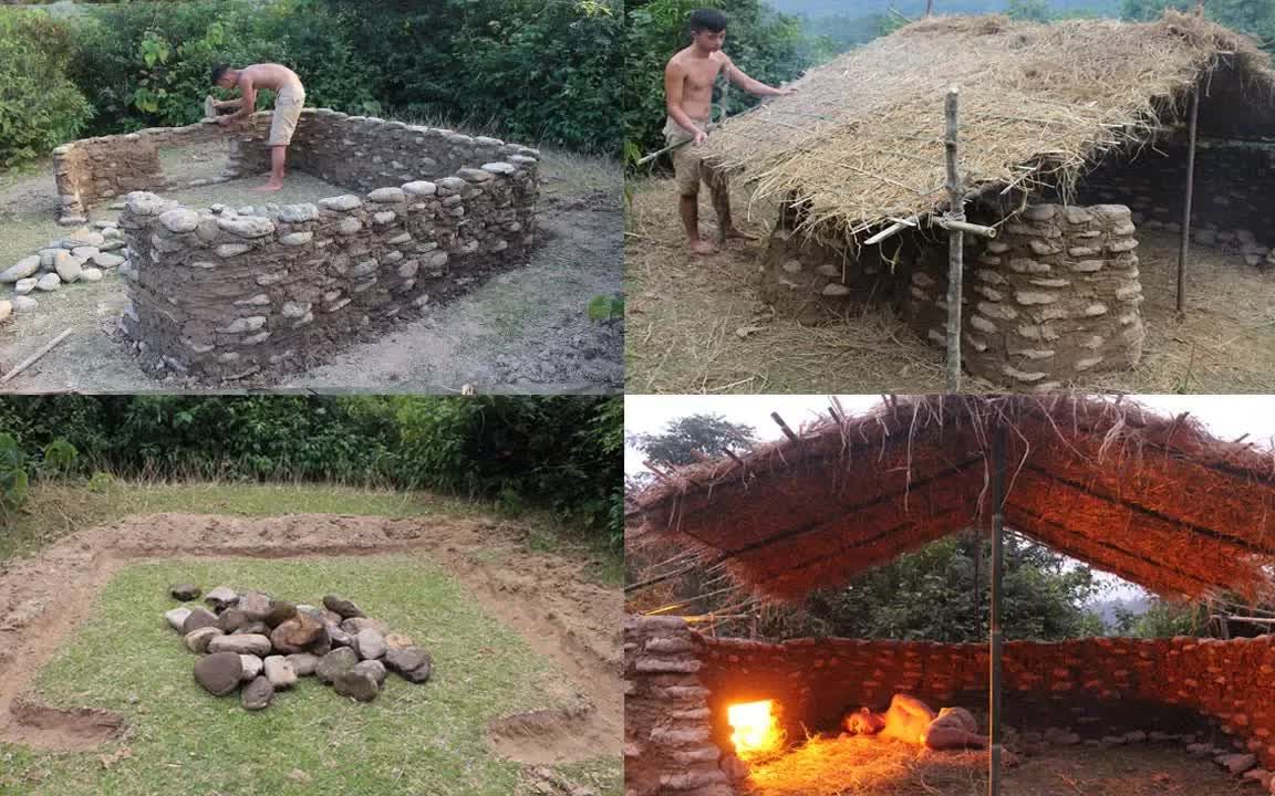 [图]Primitive Technology Build a Stone House - Full Video