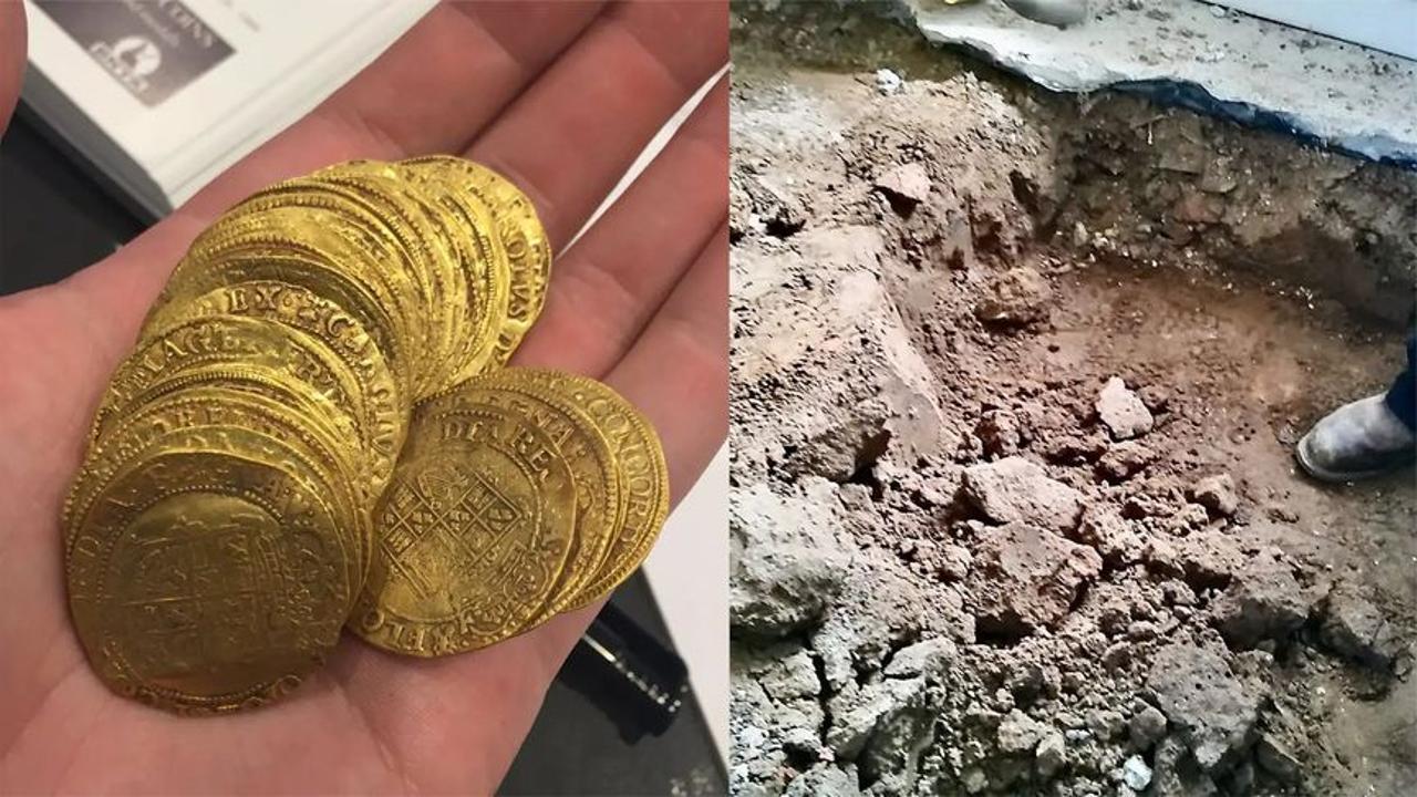 夫妻准备翻修老房子,在厨房地板下挖到一堆金币,最终拍出530万