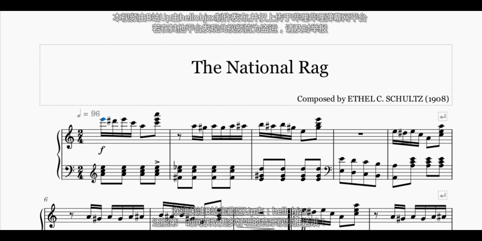 [图]埃塞尔·舒尔茨：《国民的雷格舞曲》-Ethel C. Schultz:The National Rag（1908年出版的拉格泰姆二步进行曲）