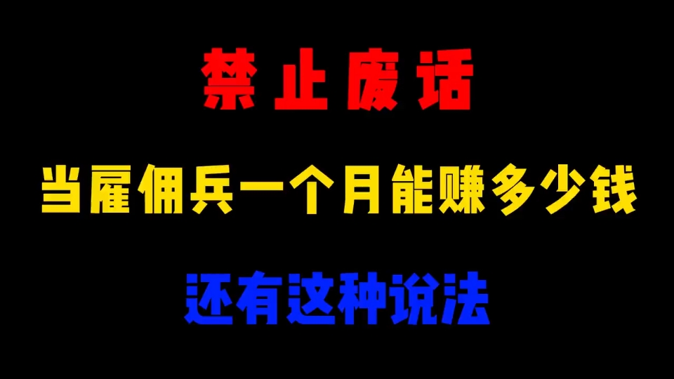 省流: 当雇佣兵一个月能赚多少钱?哔哩哔哩bilibili