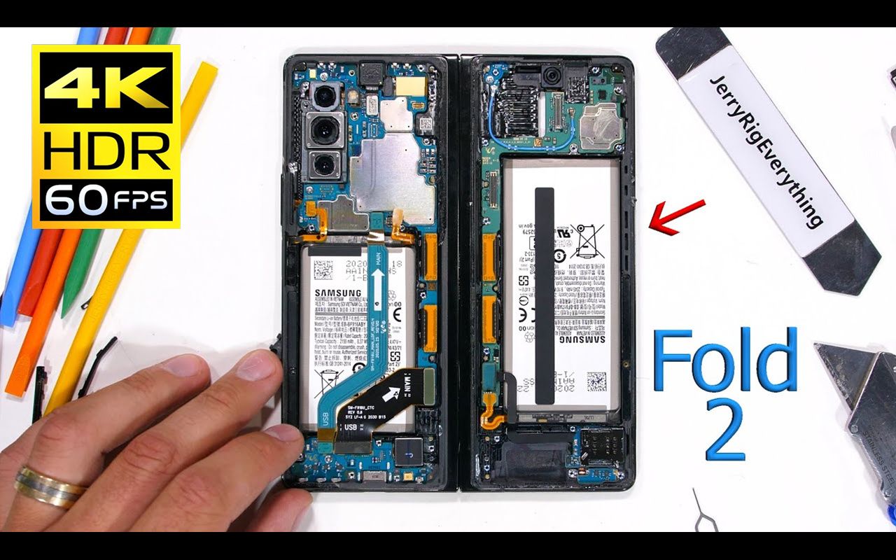 【4k机翻中文】三星 galaxy z fold 2 暴力拆解 / jerryrigeverything