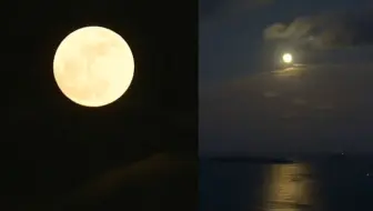 惊艳！今年最大“超级月亮”破云而出 一轮圆月高悬夜空