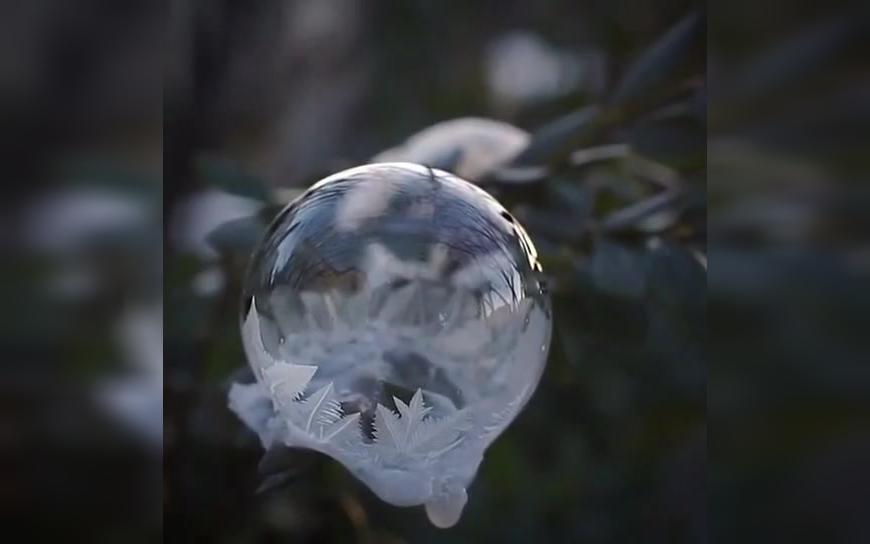 [图]零下二十几度，泡泡瞬间凝结成冰花，画面太美