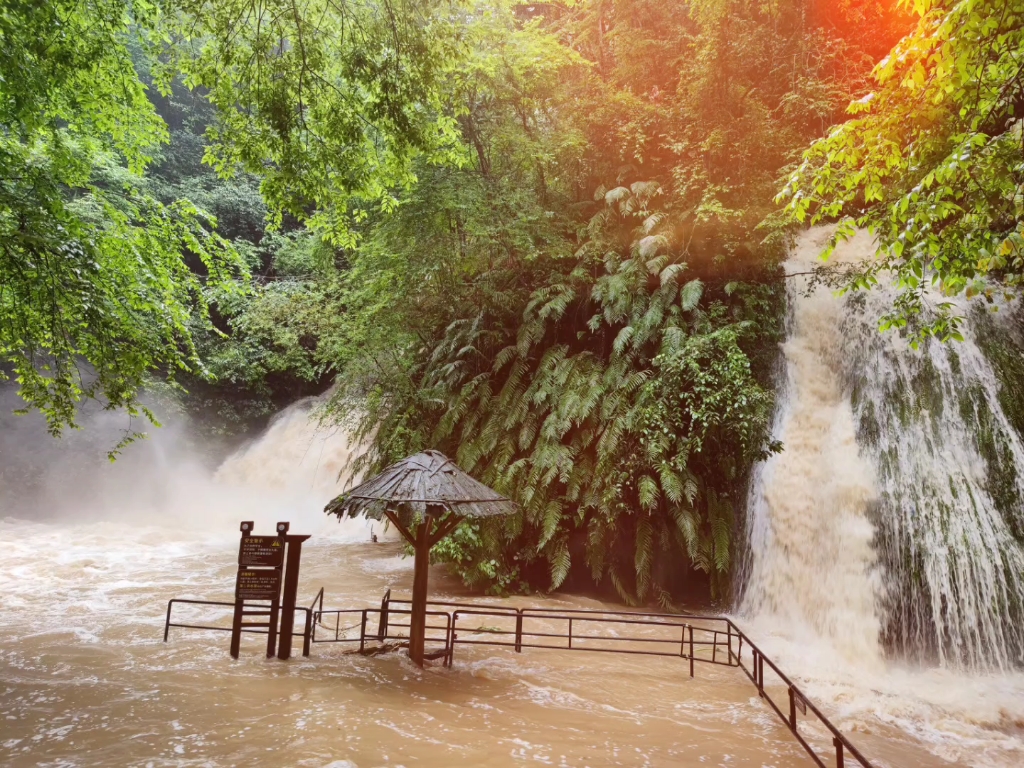 桂林东古森林瀑布图片