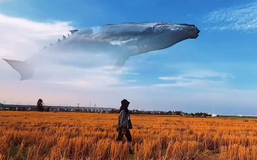 拍摄技巧教你拍摄制作鲸鱼遨游天空效果