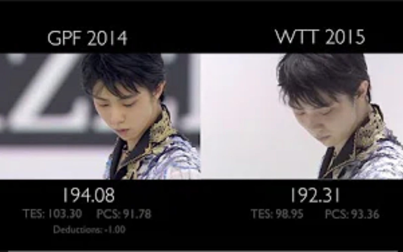 羽生結弦自由滑歌劇魅影1415賽季巴塞羅那總決賽vs15年東京世團賽