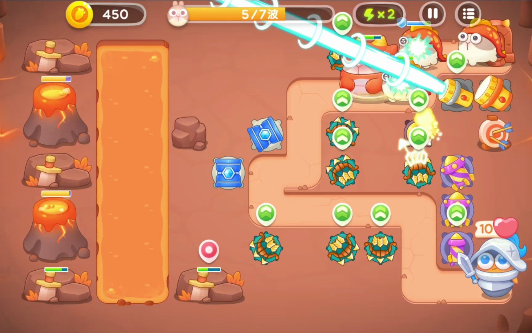 保卫萝卜4 饿龙传说 第56关 全清金萝卜攻略