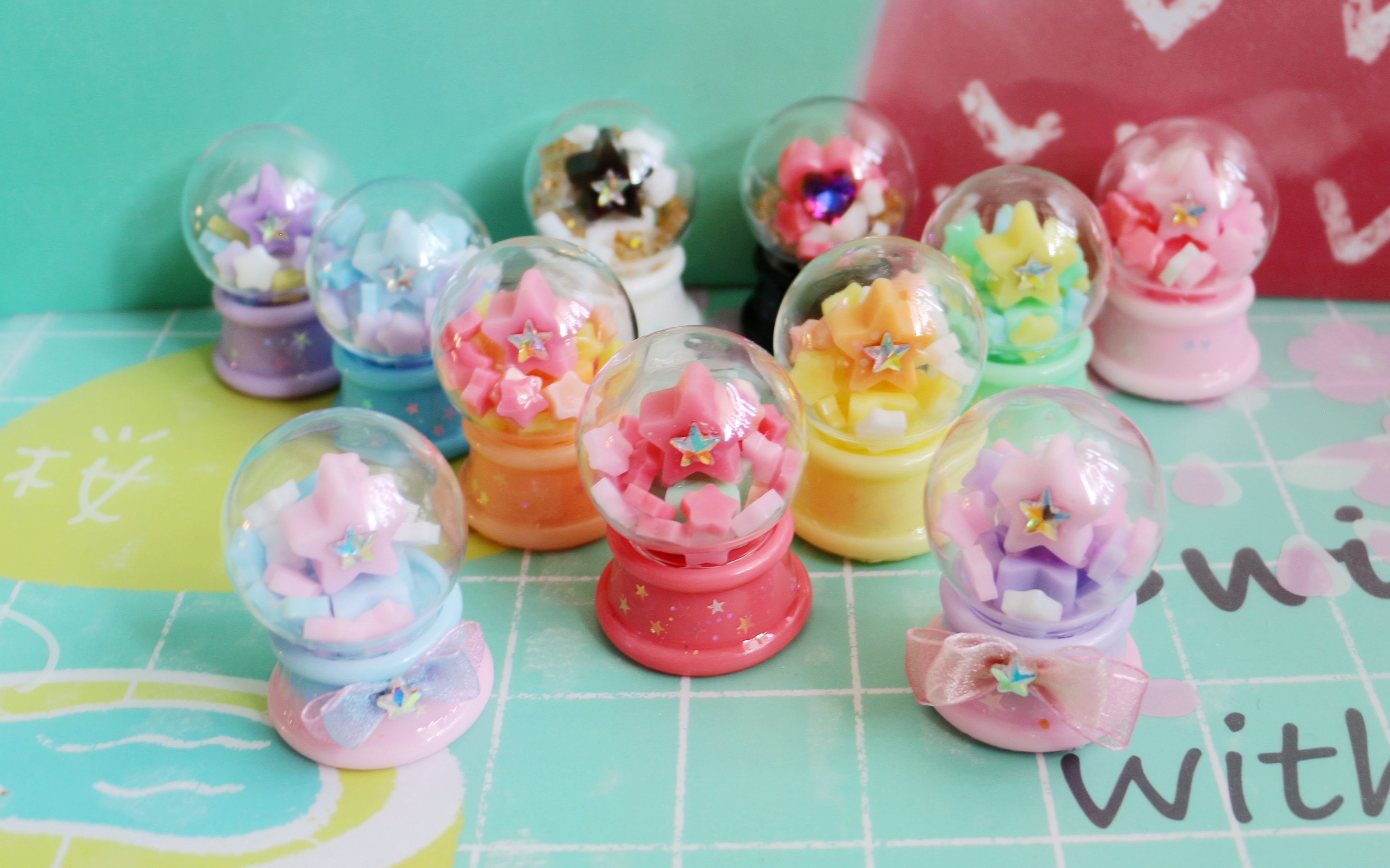 【成品展示】九彩马卡龙色水晶球(星)|滴胶手工小物制作展示