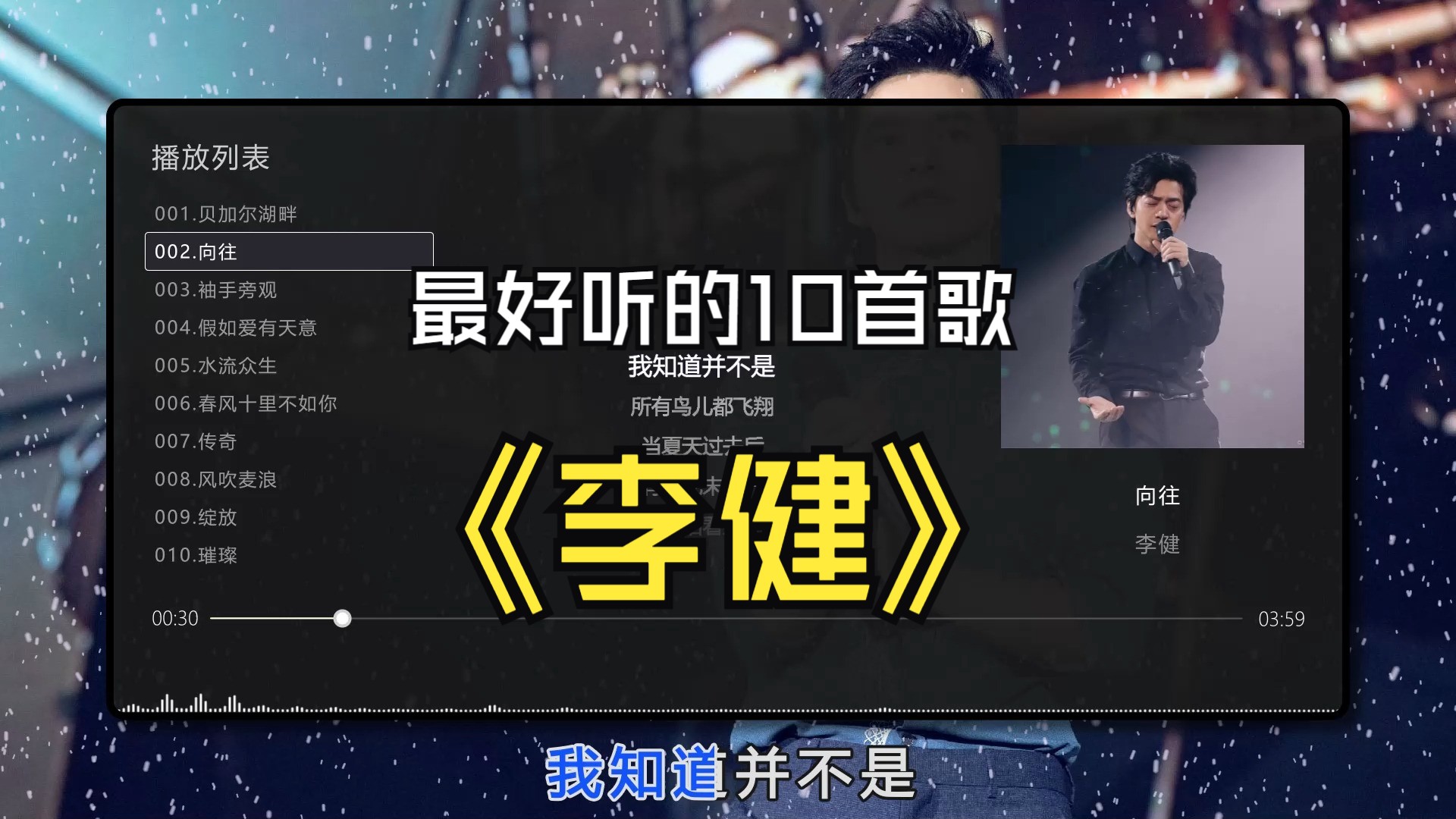 【李健】最好听的10首歌曲，无损音质专辑，同步歌词（提醒评论区点击时间快速切歌）