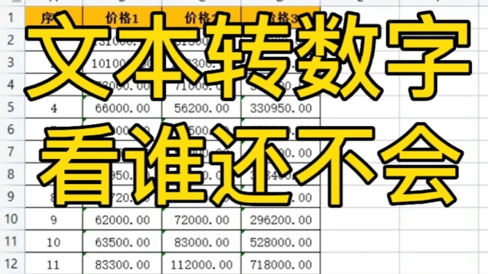 表格文本型数据转为数字格式,你会几种?哔哩哔哩bilibili