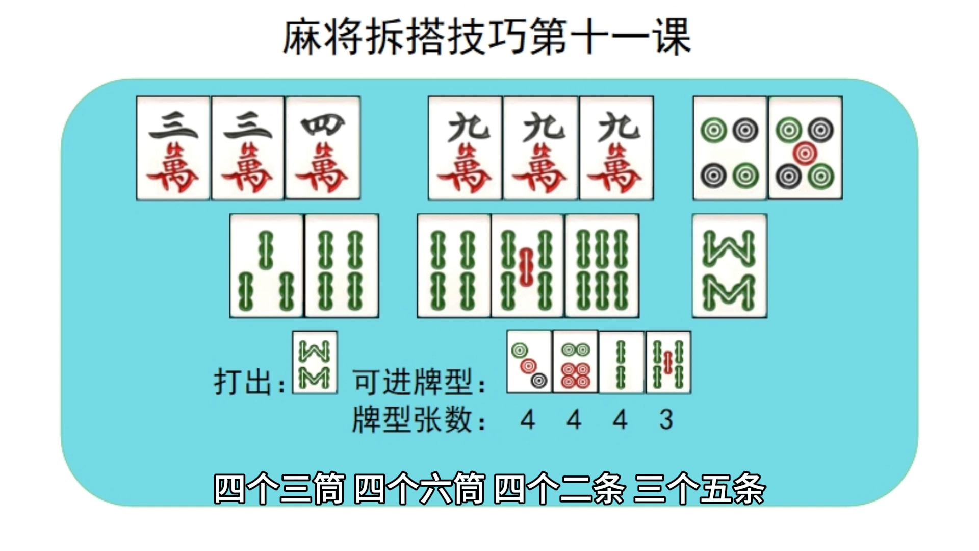 [图]麻将拆搭技巧第十一课，只有一个将牌怎么打，麻将新手教学