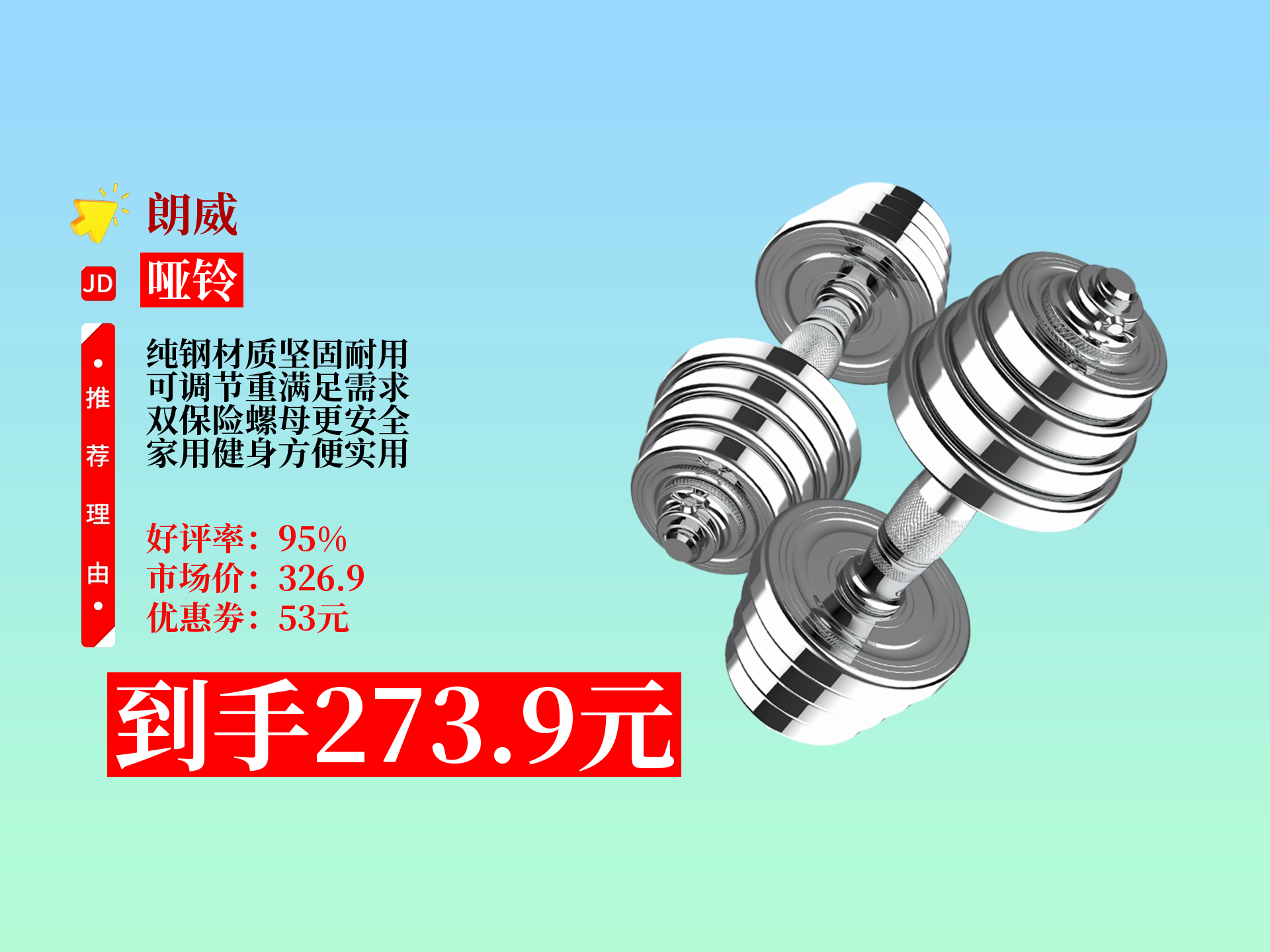 朗威哑铃 家用健身器材 男士哑铃 钢制哑铃 可调节哑铃