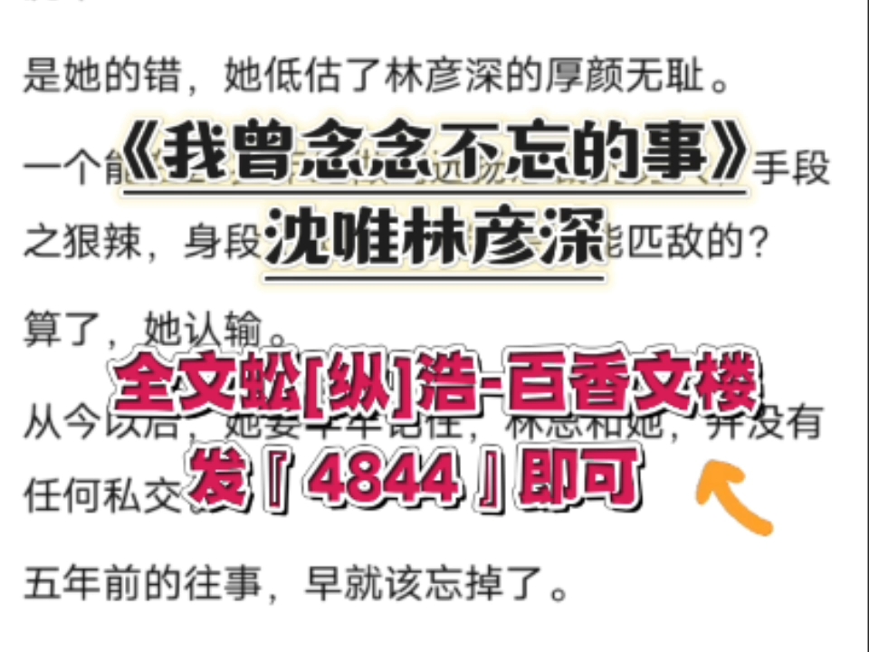 〖百香文楼〗小说《我曾念念不忘的事》沈唯林彦深哔哩哔哩bilibili