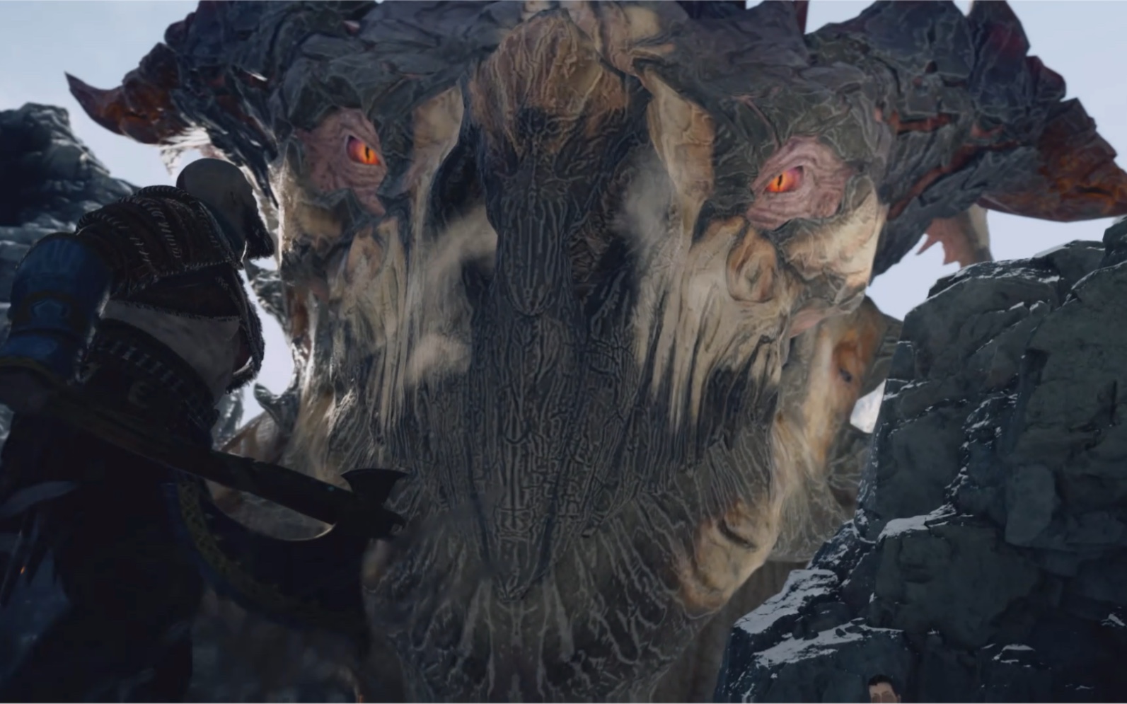 《战神4》山顶巨龙战!儿子:你打过那么大的怪物吗?