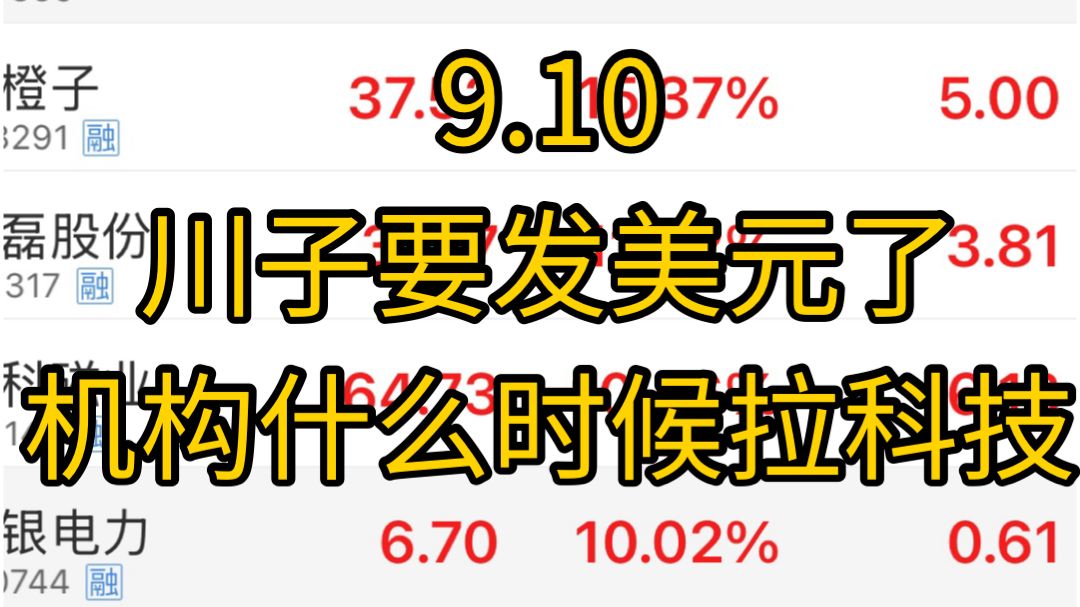 什么？川子要给美国人民发美元了！ipo要收紧了！a股机构到底什么时候会去拉升科技，半导体光模块什么时候可以解套！农业今日退潮，避险还能做吗！