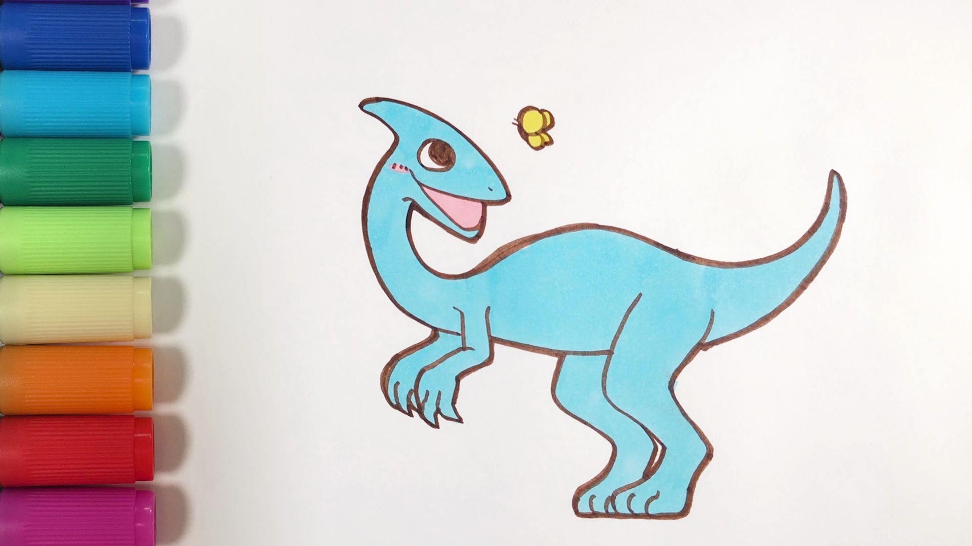 儿歌多多动物简笔画 副栉龙 小朋友们学画大恐龙 增长动物知识