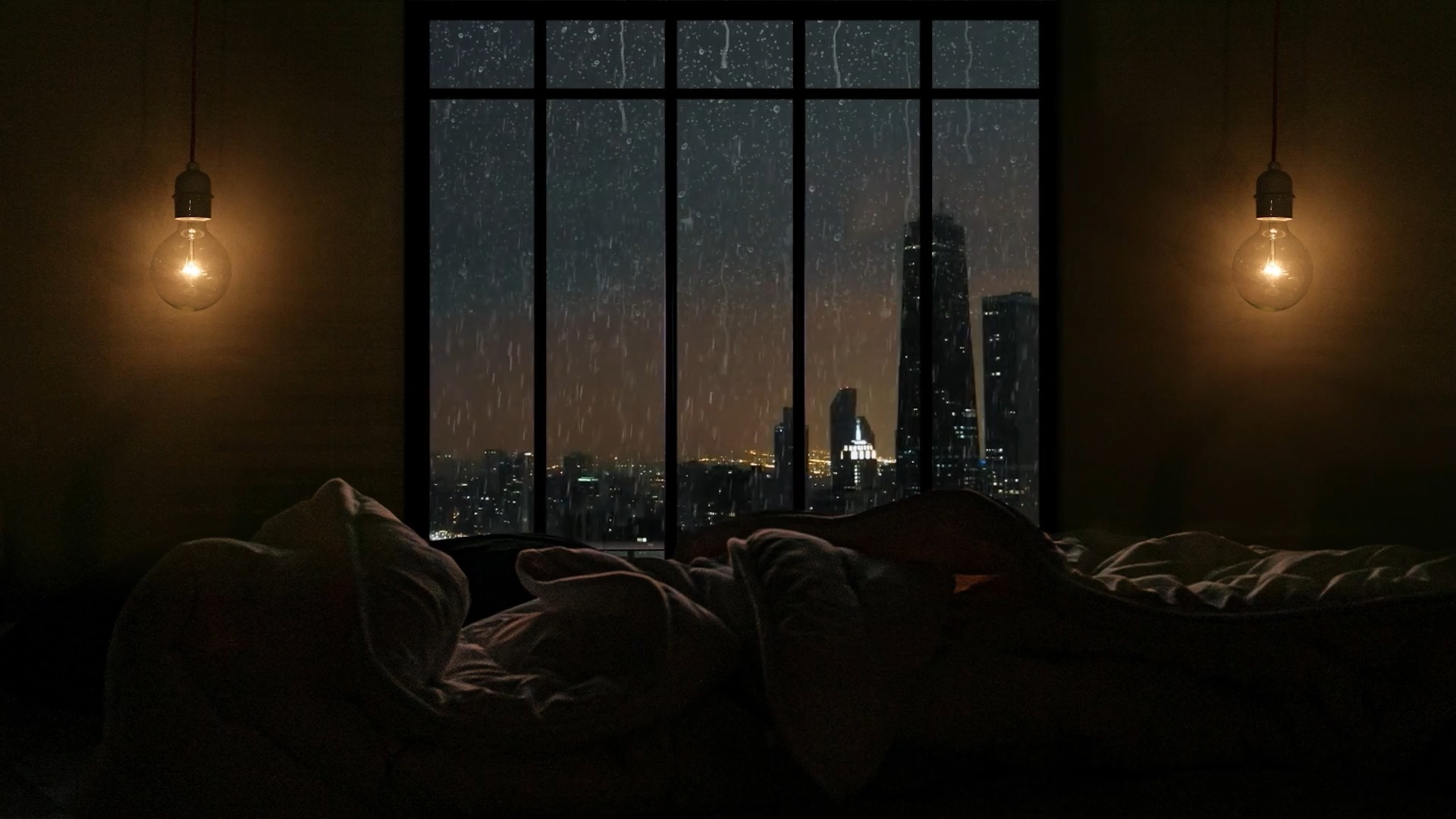 在安静昏暗的房间里听60分钟下雨声 学习,工作,助眠冥想好