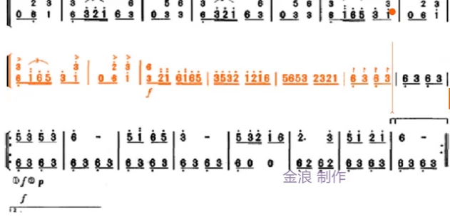[图]帮两位杨琴手做的考级曲动态谱，之三《春到清江》(六级曲)
