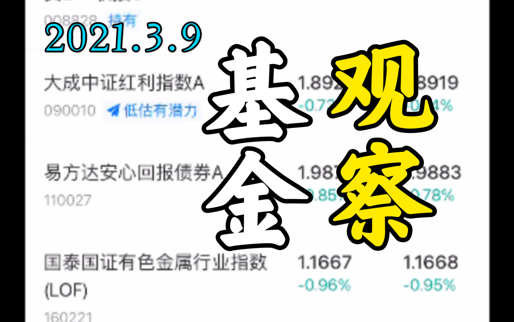 2021.3.9 基金观察(近期走势分析+两个仅存板块的密切观察)哔哩哔哩bilibili