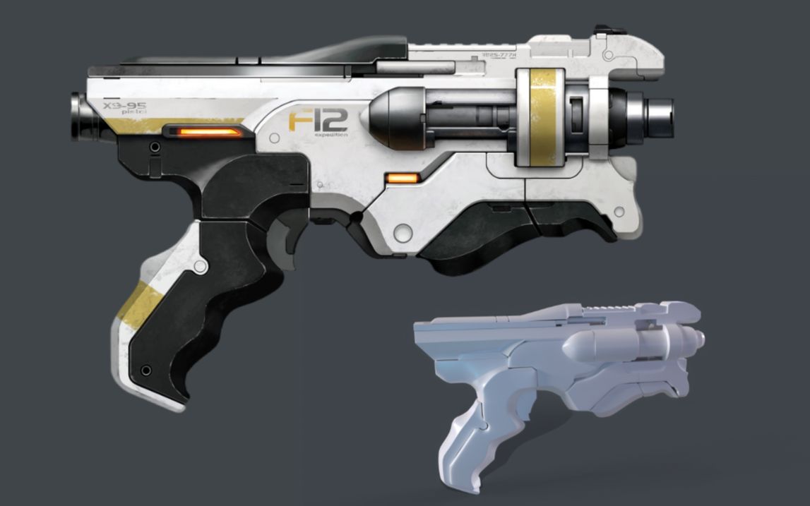 【maya武器建模】次世代手枪模型制作,2小时教会你武器建模渲染全流程