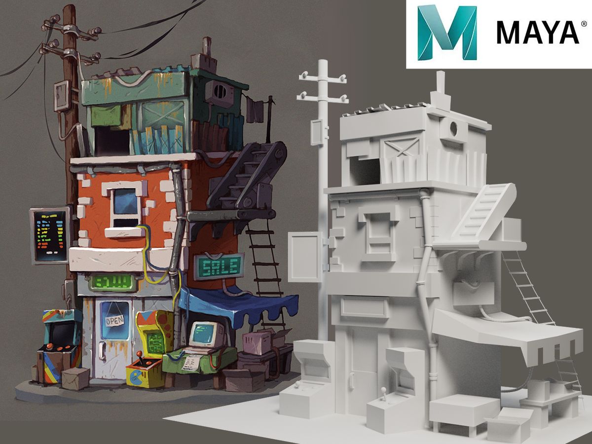 【maya场景建模】次世代场景模型制作,房子模型布线搭建,maya零基础