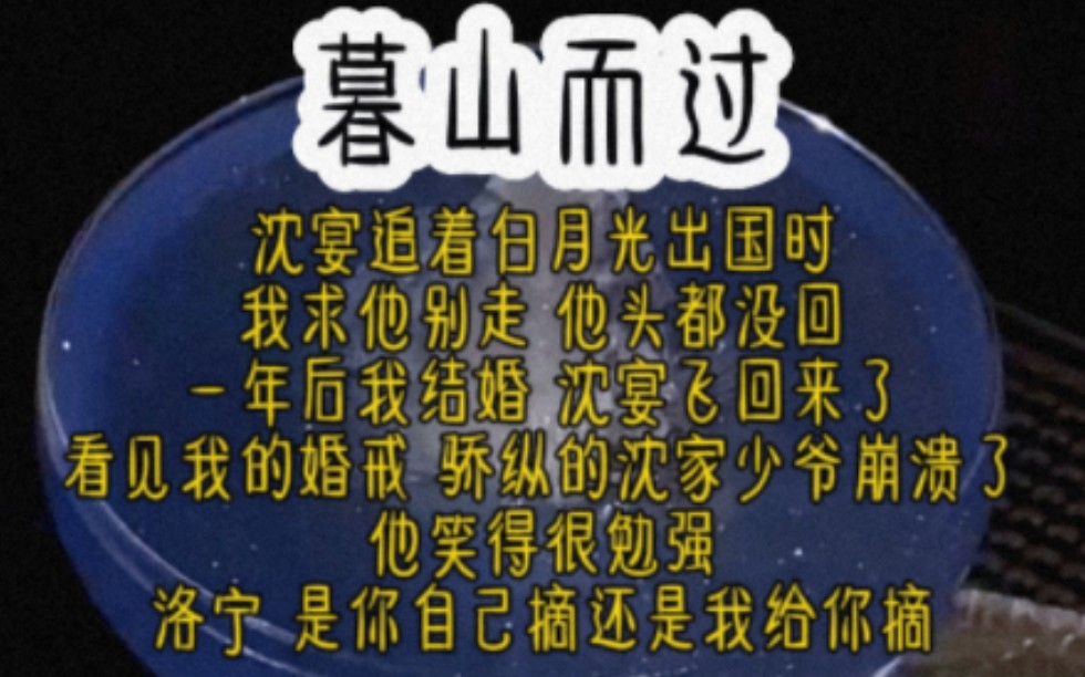 沈宴追着白月光出国时,我求他别走,他头都没回.一年后我结婚,沈宴飞回来了.看见我的婚戒,一向骄纵的沈家少爷崩溃了.他笑得很勉强:洛宁,是你...