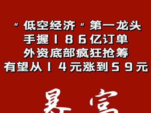 ＂低空经济＂第一龙头,手握186亿订单,外资底部疯狂抢筹,有望从14元涨到59元哔哩哔哩bilibili