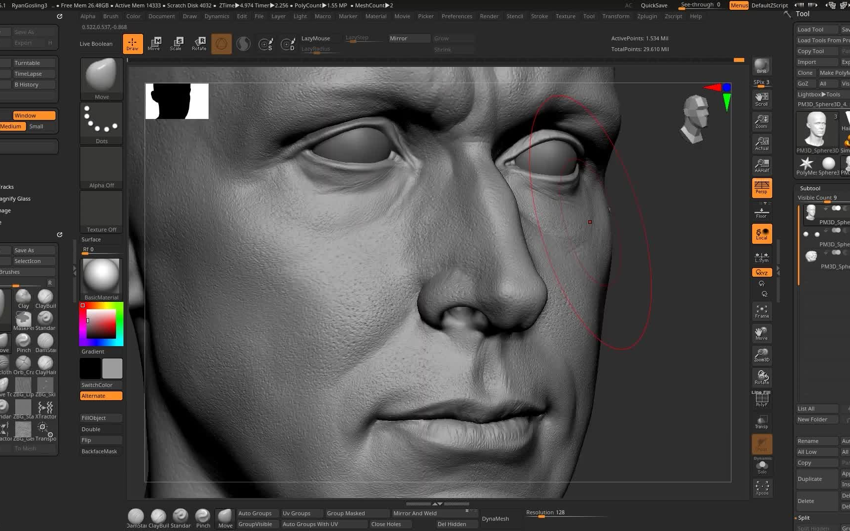 【雕刻】Zbrush 男人头像模型制作ZB建模哔哩哔哩bilibili