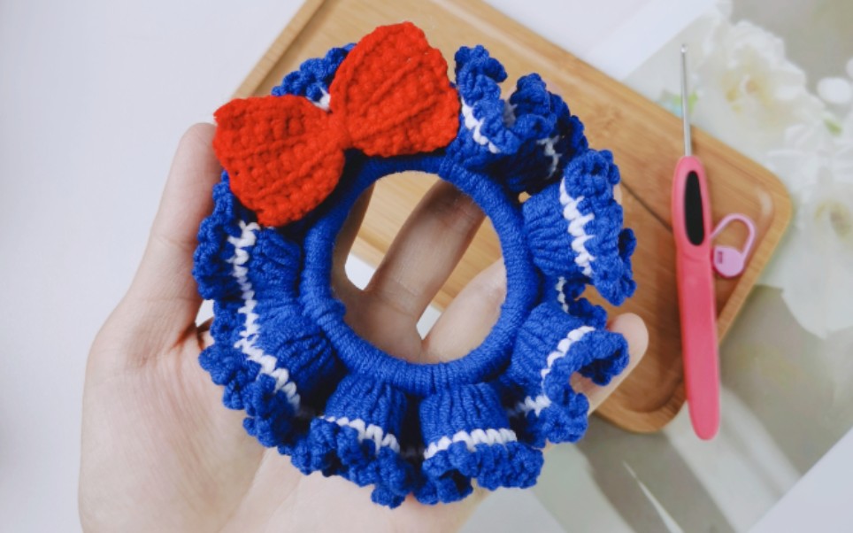 水冰月发圈教程,手工diy毛线钩织编织自制发圈新手也能学会简单易学