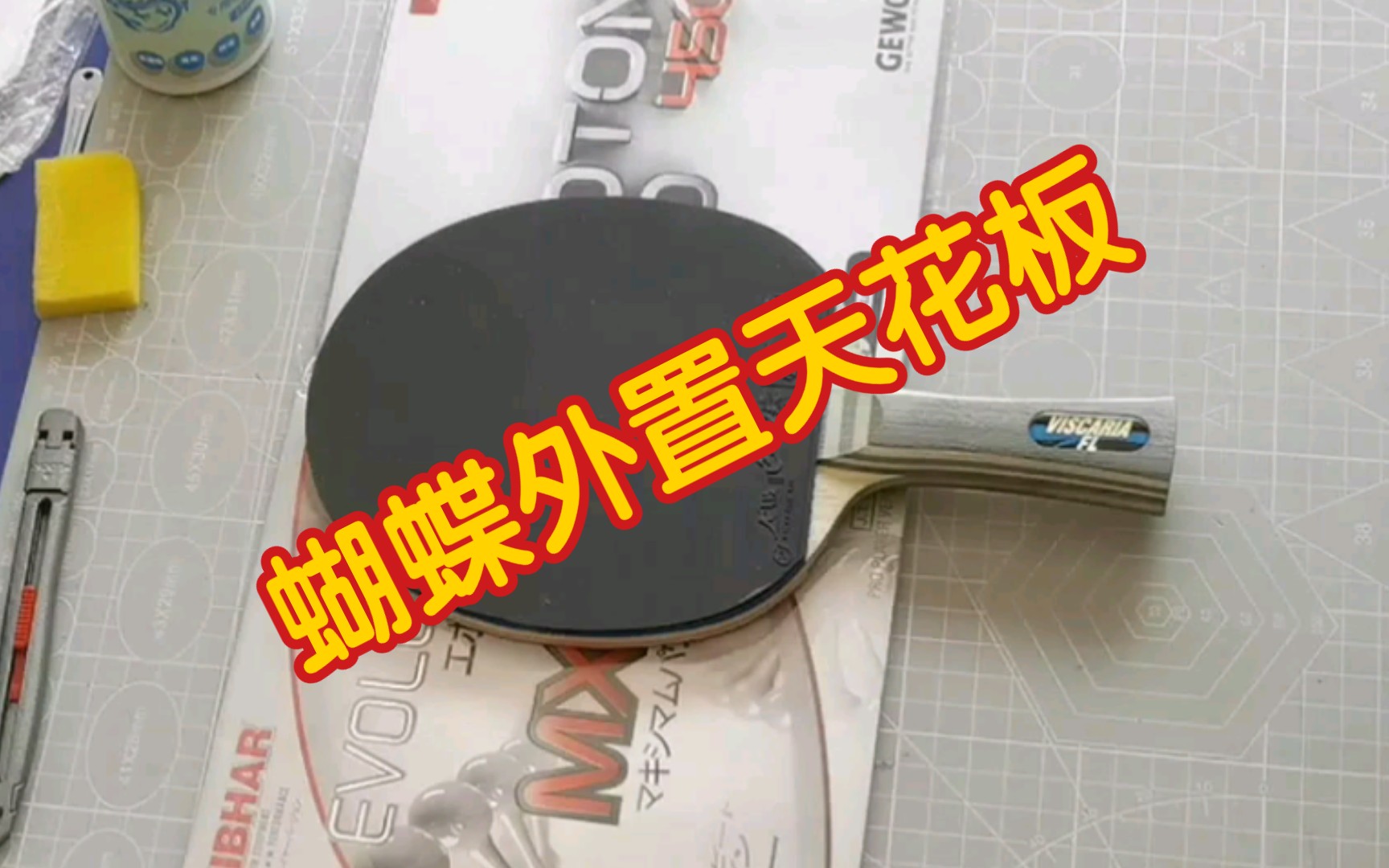 活动  手工乒乓球拍更换胶皮,蝴蝶王vis mxp 葡萄450