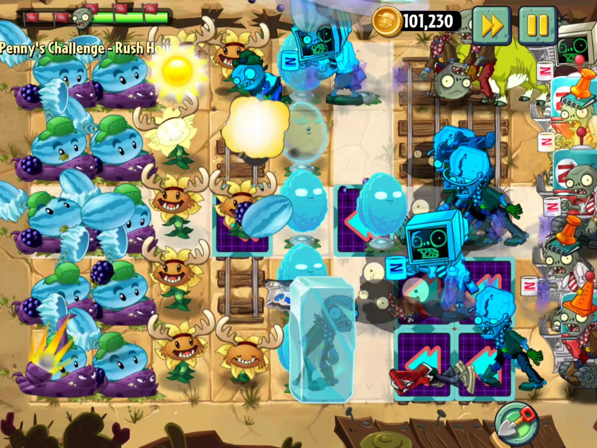 孩子们,我被龙潮和牛肘击了 pvz2返茂版潘妮的周挑战rush hour 冰西瓜