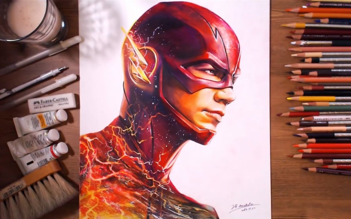 彩铅手绘-the flash闪电侠