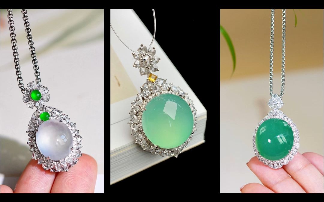 翡翠鸽子蛋蛋面吊坠|惊鸿一瞥