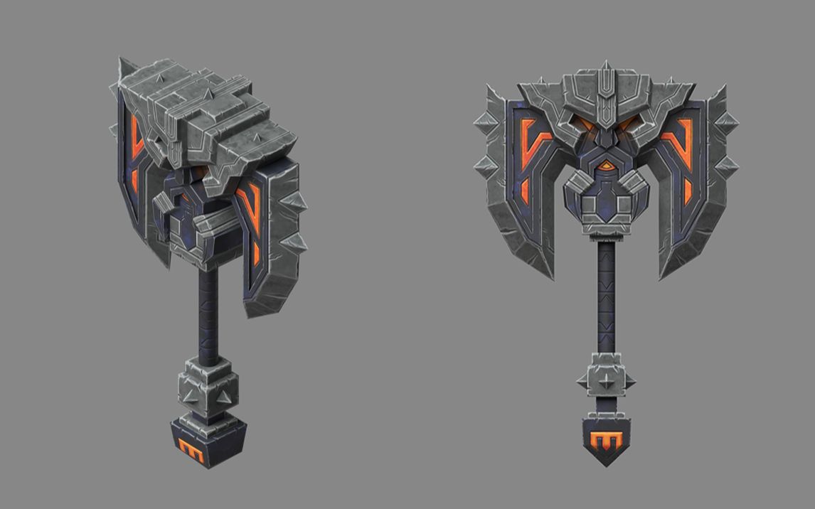 【3d建模】次世代流程战神斧案例模型 uv 材质制作演示教学