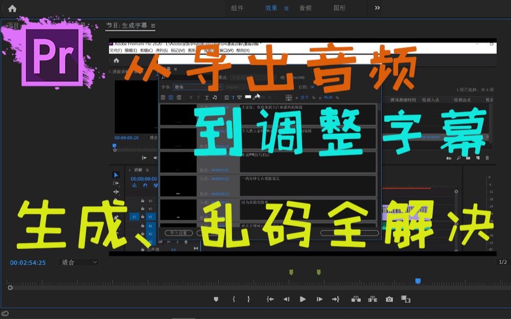 【PR教程】自动生成字幕全过程教程/从导出音频到导入字幕后调整位置和大小/解决乱码问题哔哩哔哩bilibili