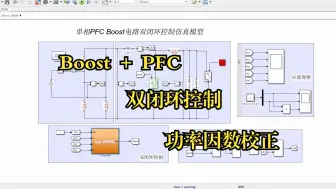 下载视频: 单相Boost PFC拓扑电路，功率因数校正+双闭环控制方式