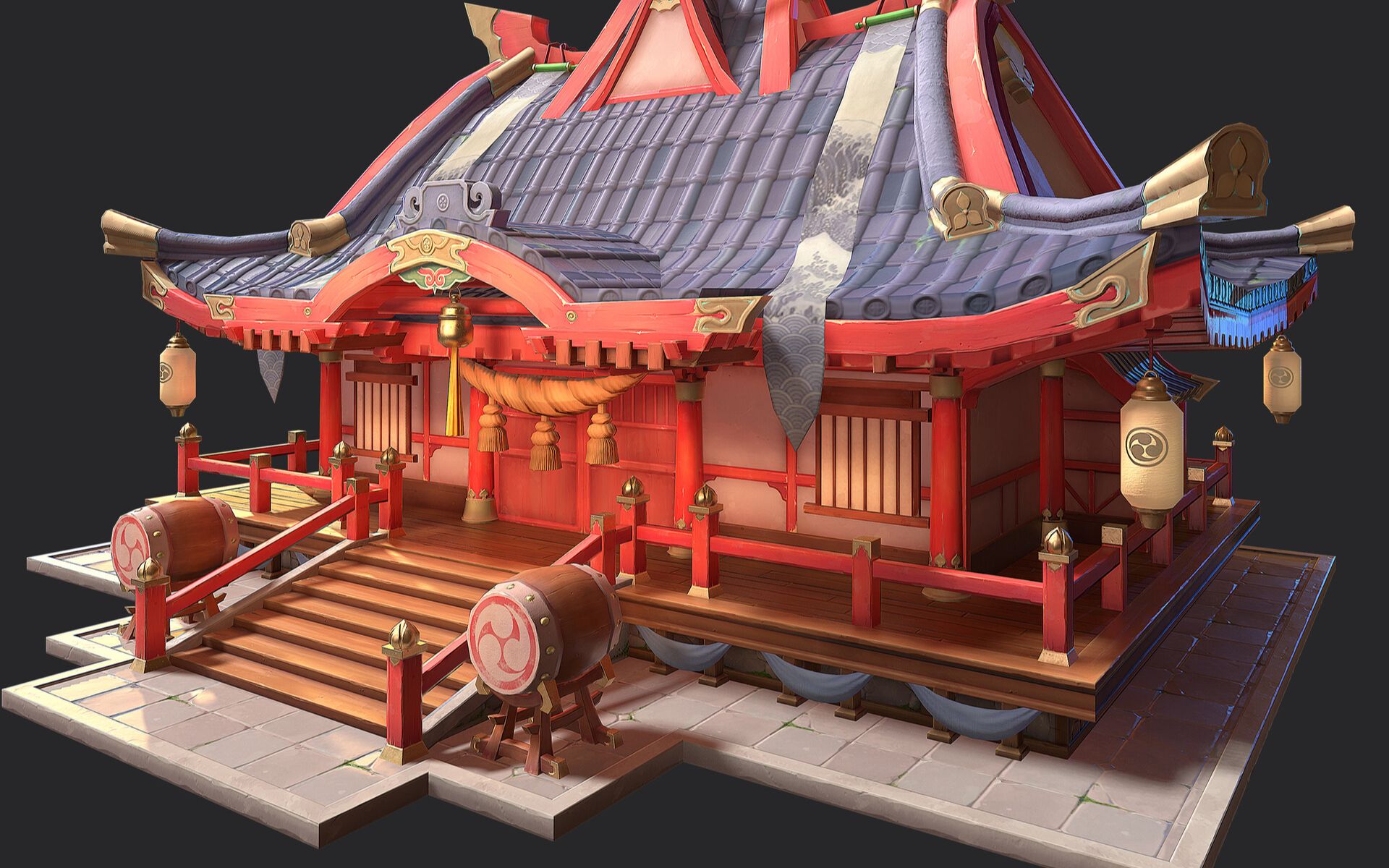 【3d建模】古老神社建模制作讲解,下次再做个巫女._哔哩哔哩_bilibili