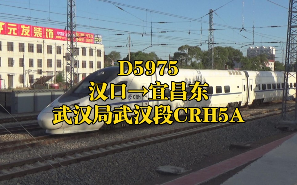 D5975:汉口→宜昌东(武汉局武汉段CRH5A)宜昌东进站哔哩哔哩bilibili