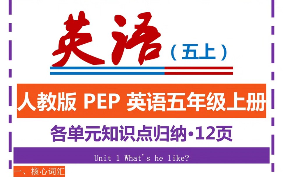 人教版PEP英语五年级上册各单元知识点归纳哔哩哔哩bilibili